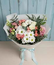 Букет цветов из:  Розы, Лизиантусы и Хризантемы в Гривенской