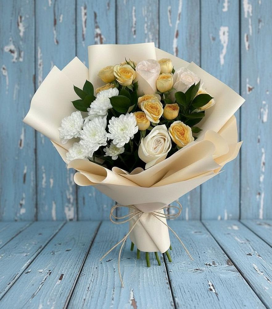 Букет цветов из: Розы и Хризантемы в Гривенской