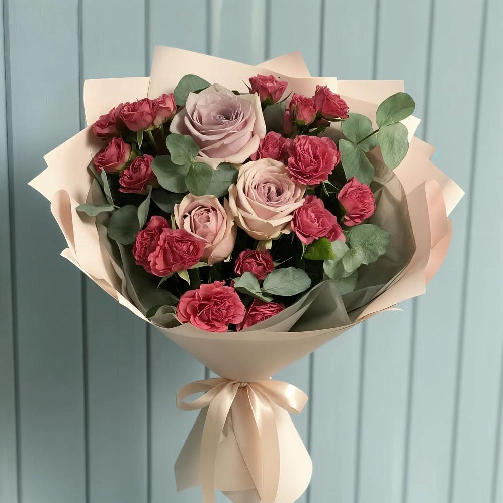 Букет цветов из: Гвоздики и Розы в Гривенской