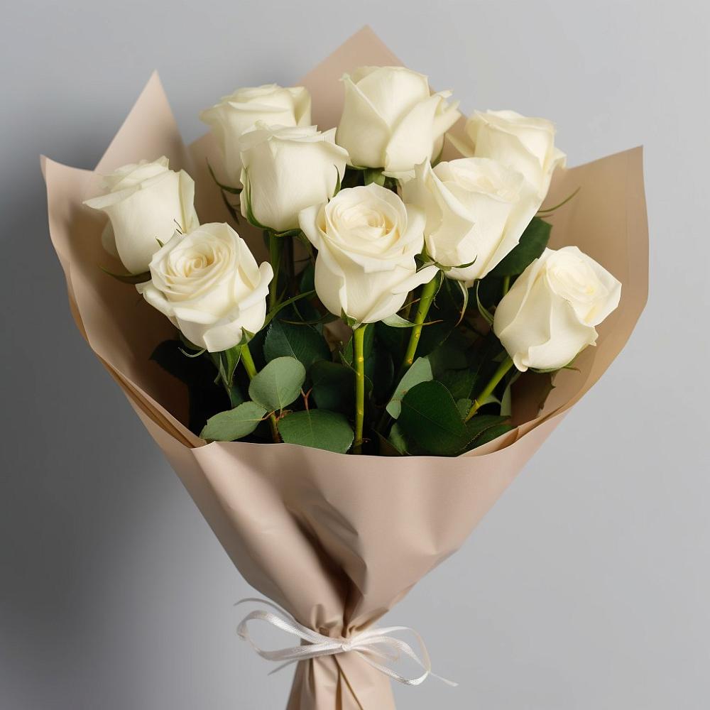 Букет 9 Белых роз Эдлесс Лав в Гривенской