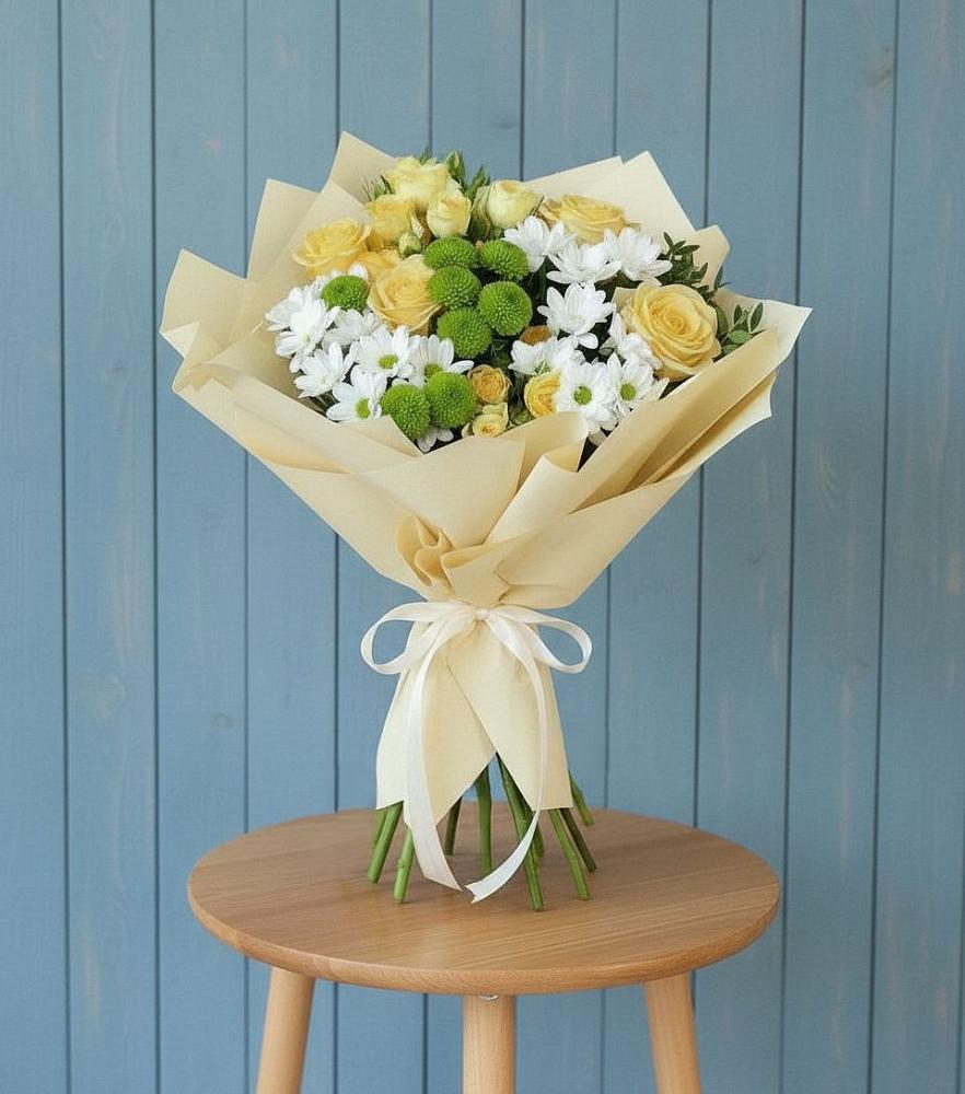 Букет цветов из: Хризантемы и Розы в Гривенской