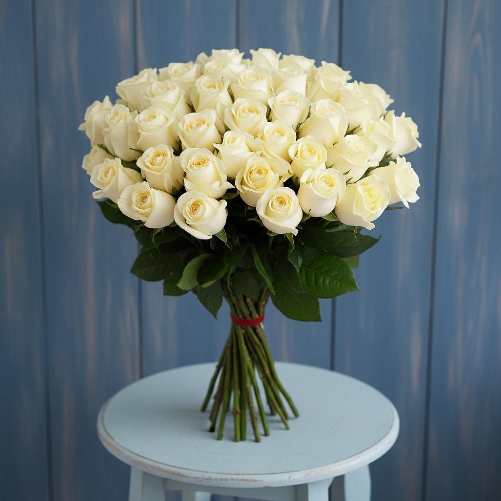 Букет 51 Белая роза Эдлесс Лав в Гривенской