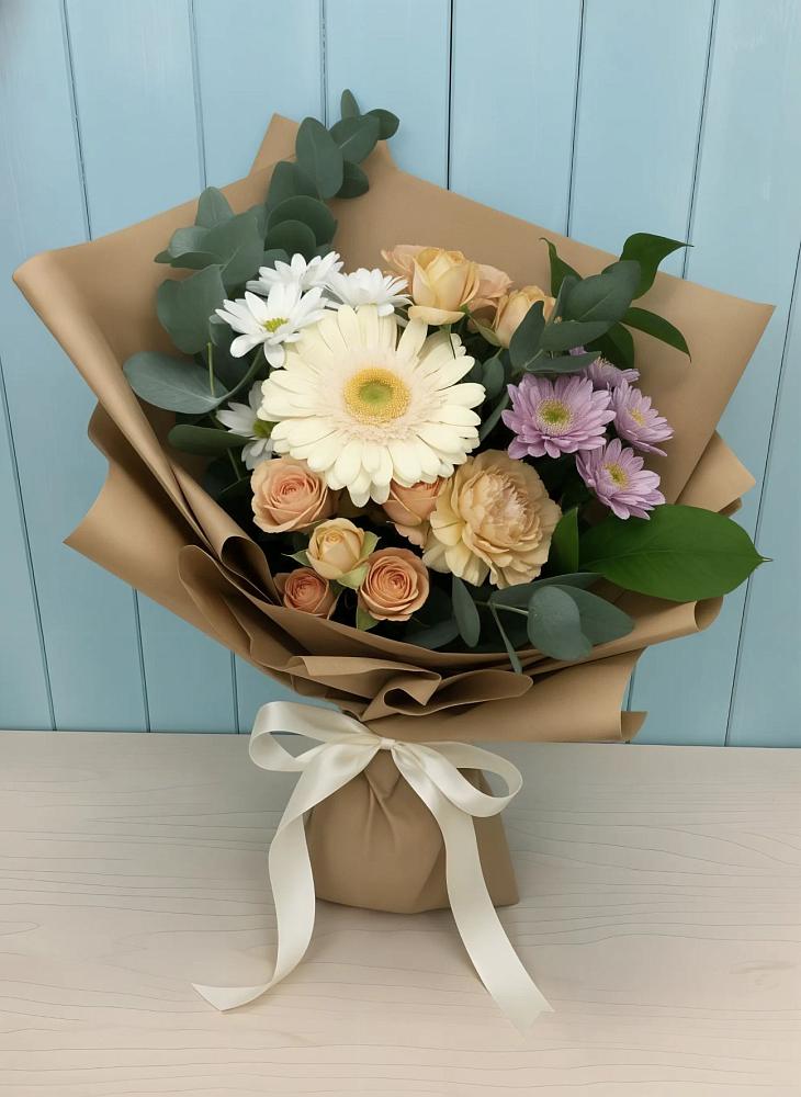 Букет цветов из: Герберы и Хризантемы в Гривенской