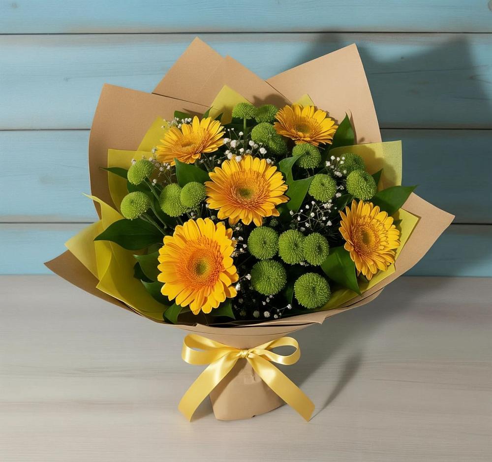 Букет цветов из: Герберы и Хризантемы в Гривенской