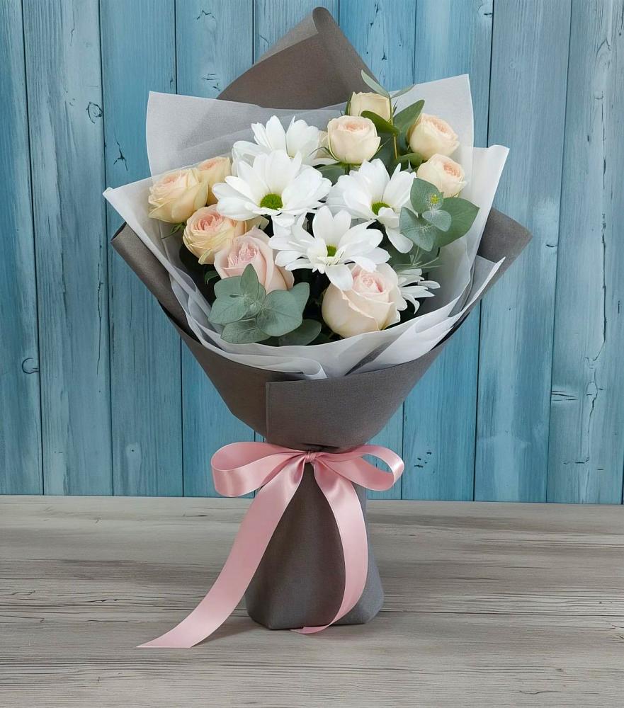 Букет цветов из: Хризантемы и Розы в Гривенской