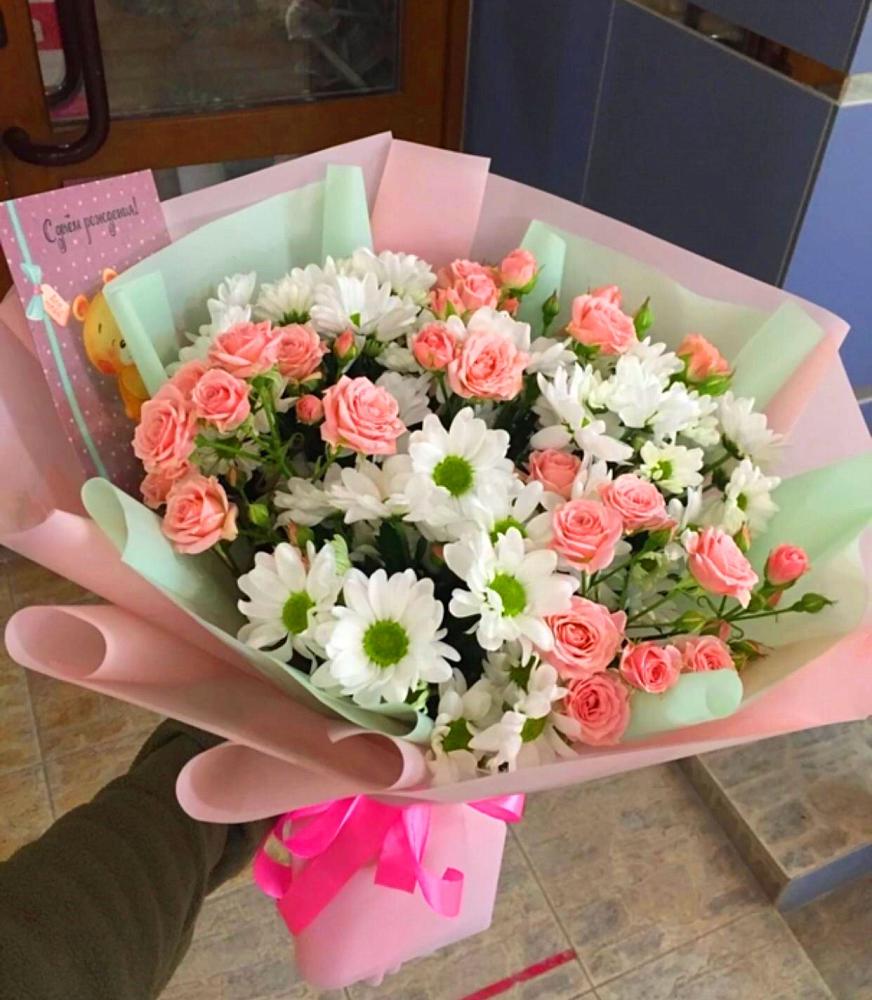 Букет цветов из: Розы и Хризантемы в Гривенской