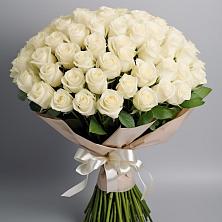 Букет 101 беля роза Белоснежка в Гривенской