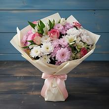 Букет цветов из:  Хризантемы, Альстромерии и Розы в Гривенской
