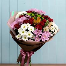 Букет цветов из:  Розы, Хризантемы и Альстромерии в Гривенской