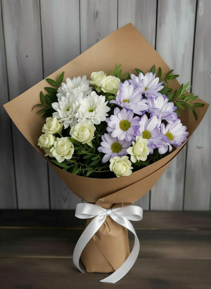 Букет цветов из: Хризантемы и Розы в Гривенской
